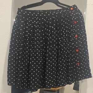 Hell Bunny Black Heart-Print Skater Skirt with Red Heart Buttons